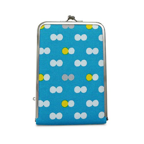 がま口立て鏡（大）【帆布・にこだま柄】