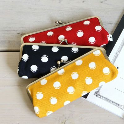 AYANOKOJI 【在庫商品】がま口平ペンケース【帆布・がまドット柄　大判】 [M便 1/5]