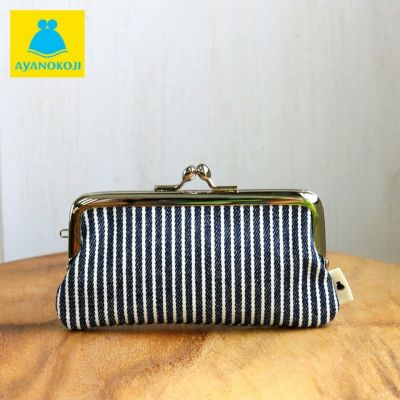 AYANOKOJI 【在庫商品】鏡付きがま口リップケース【綿布・ヒッコリー】 [M便 1/4]