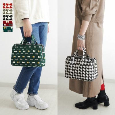 AYANOKOJI 【在庫商品】がま口手提げバッグ【帆布・バードチェック/にこだま柄】