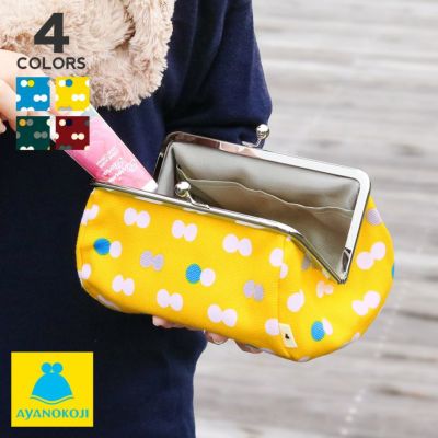 AYANOKOJI 【受注生産品】TAWARA型がま口コスメポーチ（大）【帆布・にこだま柄】 [M便 1/2]