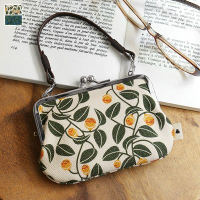 AYANOKOJI 【在庫商品】革ヒモ付き手提げがま口財布【帆布・がまの実】 [M便 1/4]