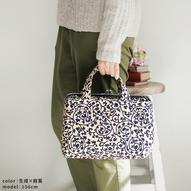 在庫商品】がま口手提げバッグ【帆布・蛸唐草】 | AYANOKOJI