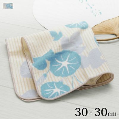 AYANOKOJI 【在庫商品】ガーゼ＆タオルのハンカチ- たてすに朝顔 [M便 1/4]