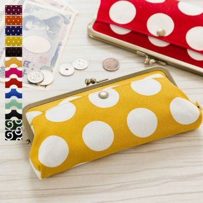 AYANOKOJI 【在庫商品】角丸親子がま口長財布【帆布・唐草/水玉】 [M便 9/10]