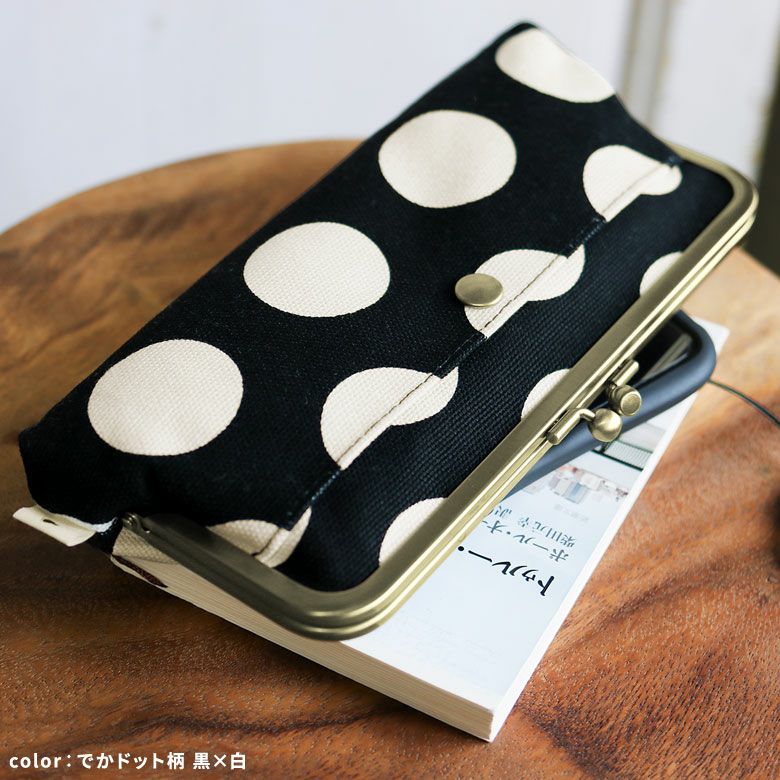 AYANOKOJI 【在庫商品】角丸親子がま口長財布【帆布・唐草/水玉