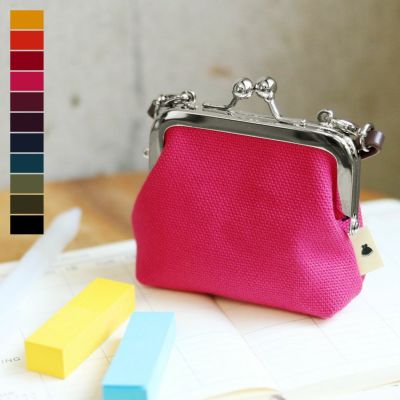 AYANOKOJI 【在庫商品】革ヒモ付き手提げがま口財布（小）【帆布・無地】 [M便 1/6]