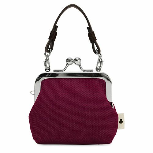 革ヒモ付き手提げがま口財布（小）【帆布・無地】