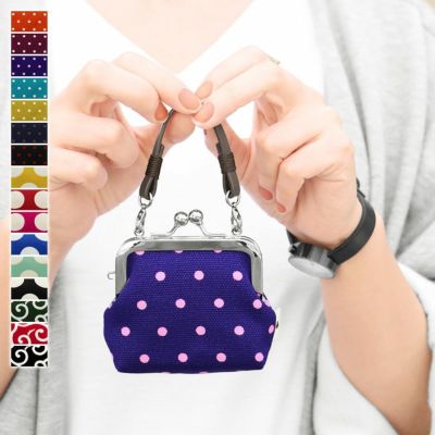 AYANOKOJI 【在庫商品】革ヒモ付き手提げがま口財布（小）【帆布・唐草/水玉】 [M便 1/6]
