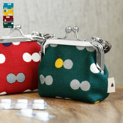 AYANOKOJI 【在庫商品】革ヒモ付き手提げがま口財布（小）【帆布・にこだま柄】 [M便 1/6]