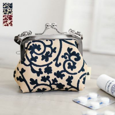 AYANOKOJI 【在庫商品】革ヒモ付き手提げがま口財布（小）【帆布・蛸唐草】 [M便 1/6]