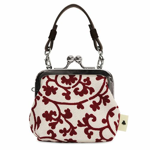 革ヒモ付き手提げがま口財布（小）【帆布・蛸唐草】