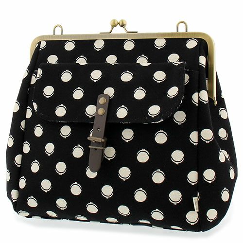 がま口フラップ2WAYリュック【帆布・がまドット柄　大判】