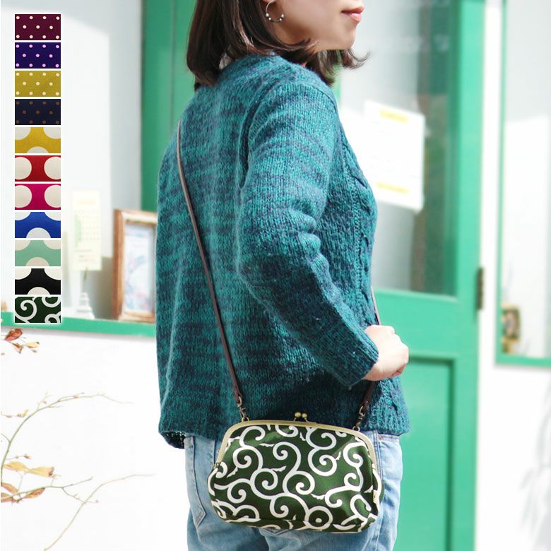 AYANOKOJI　帆布・唐草/水玉　がま口スマホショルダーバッグ　メインイメージ