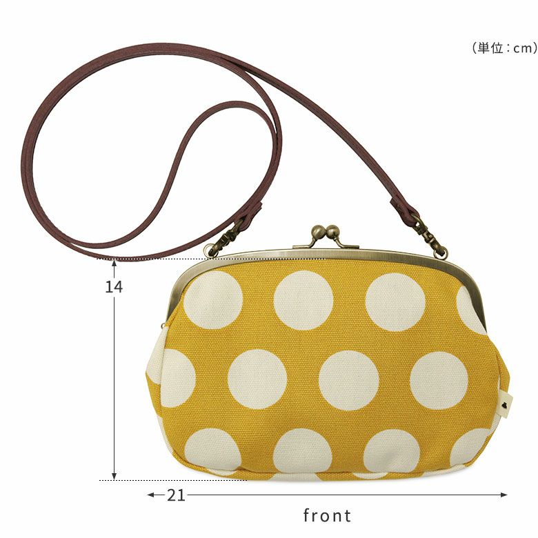 がま口スマホショルダーバッグ【帆布・唐草/水玉】がま口の中には文庫本やA6サイズの手帳などが入ります。