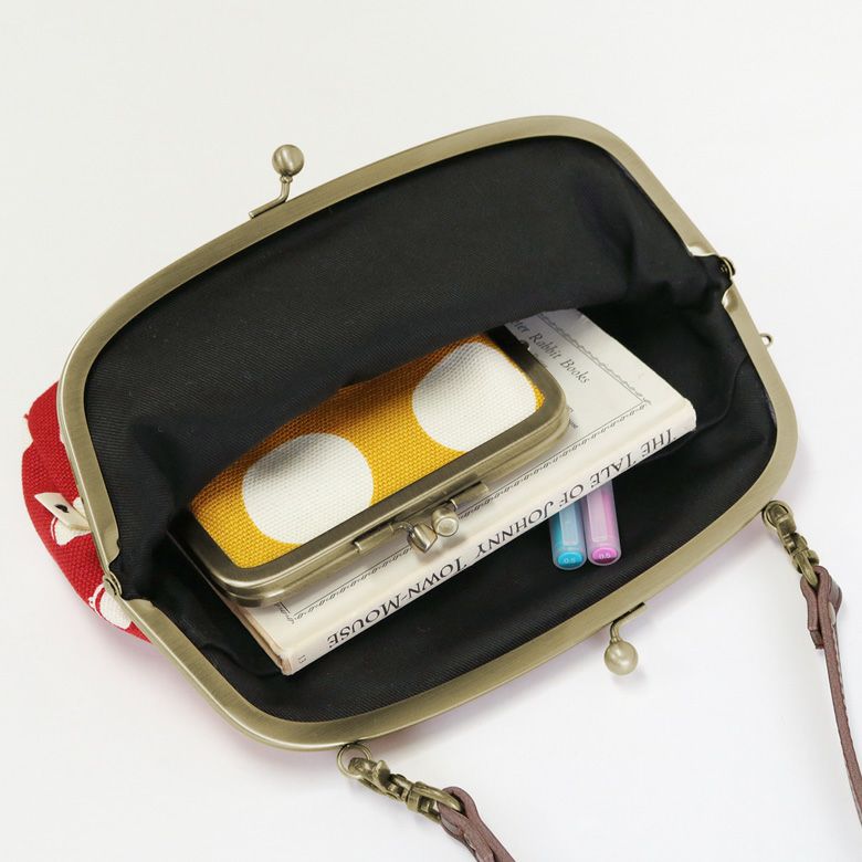 在庫商品】がま口スマホショルダーバッグ【帆布・がまドット柄