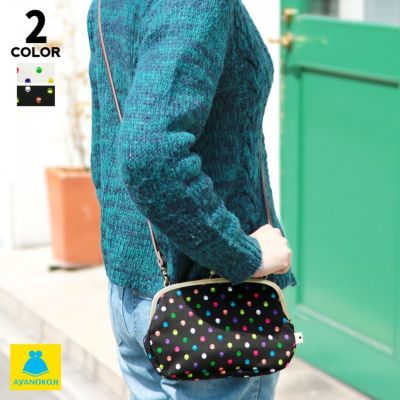 AYANOKOJI 【在庫商品】がま口スマホショルダーバッグ【帆布・がまドット柄】 [M便 9/10]