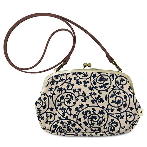 在庫商品】がま口スマホショルダーバッグ【帆布・蛸唐草】 [M便