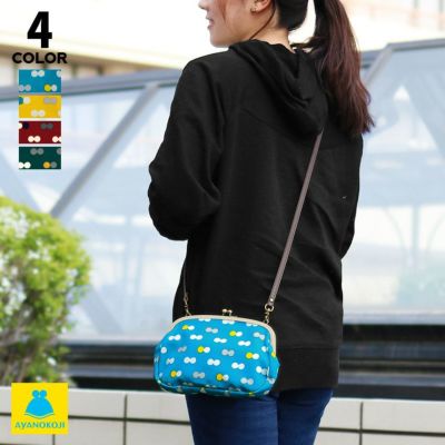 AYANOKOJI 【在庫商品】がま口スマホショルダーバッグ【帆布・にこだま柄】 [M便 9/10]