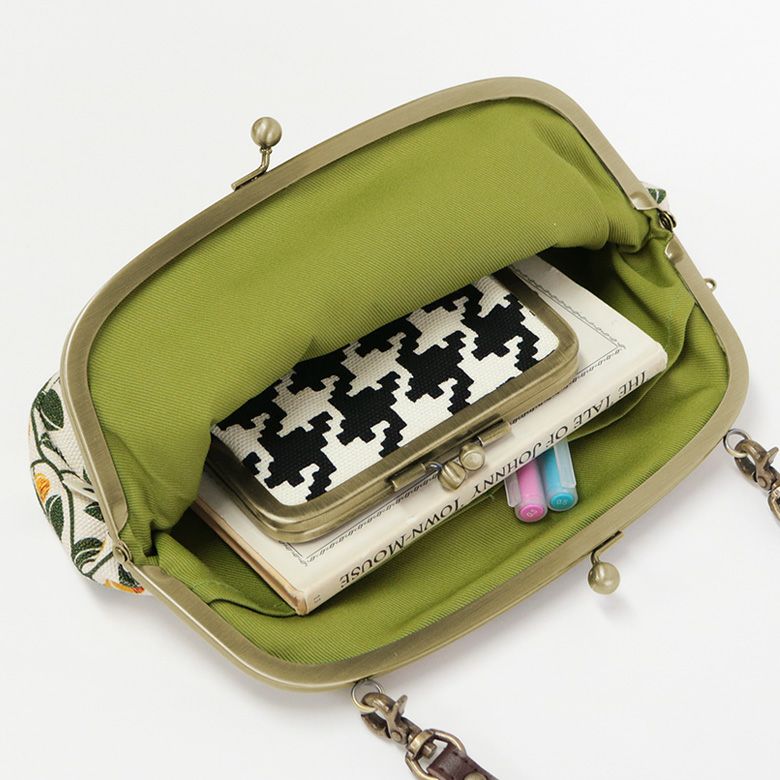 在庫商品】がま口スマホショルダーバッグ【帆布・がまの実】 [M