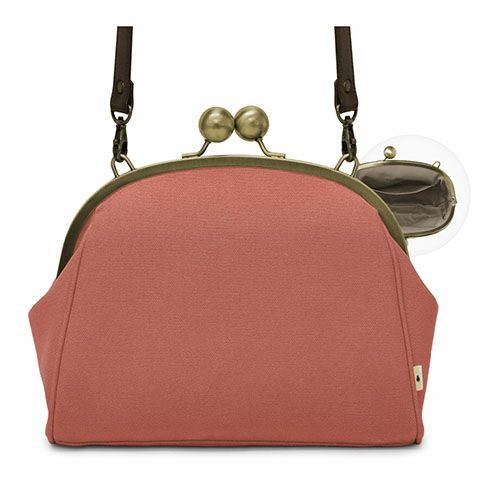 在庫商品】大玉がま口ポシェット【帆布・綿布（アソート
