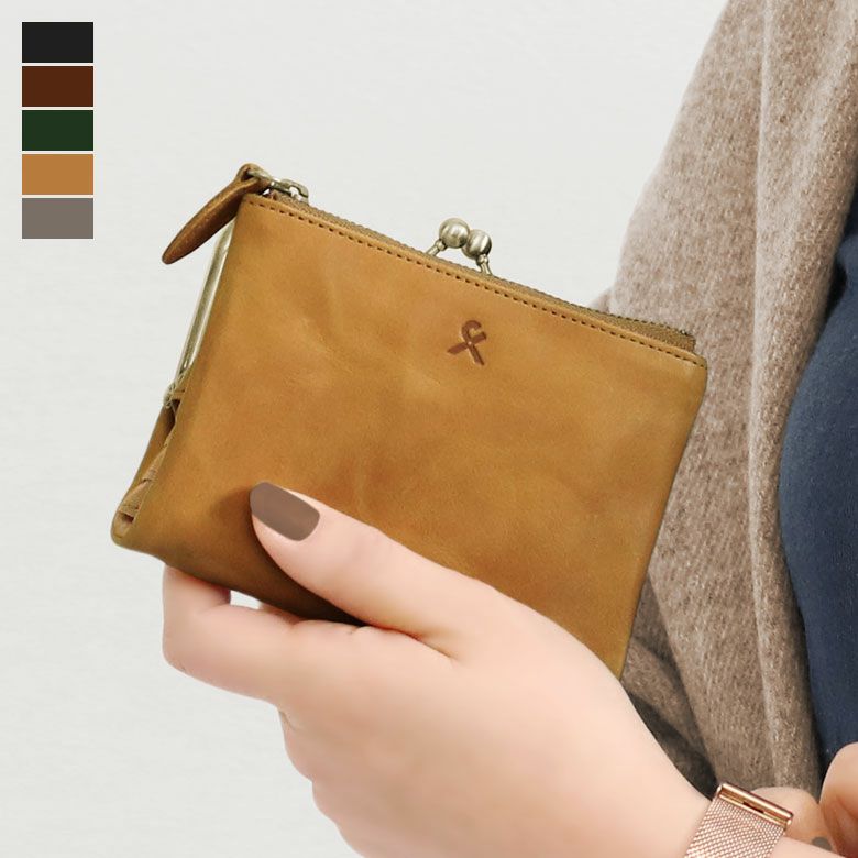 【在庫商品】二つ折り袋がま口財布【X＿LEATHER　WALLET(N)】