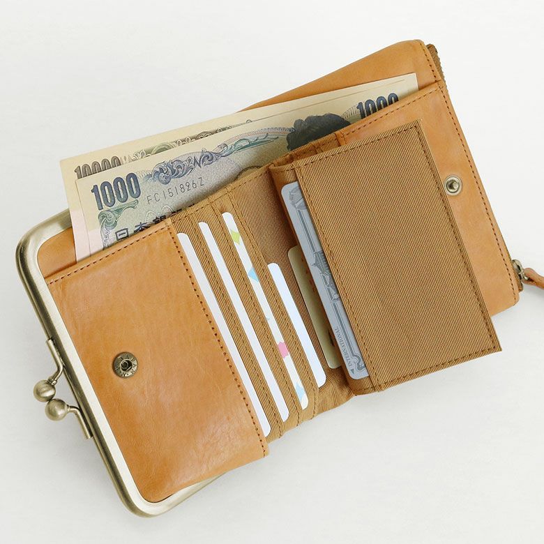 【在庫商品】二つ折り袋がま口財布【X＿LEATHER　WALLET(N)】