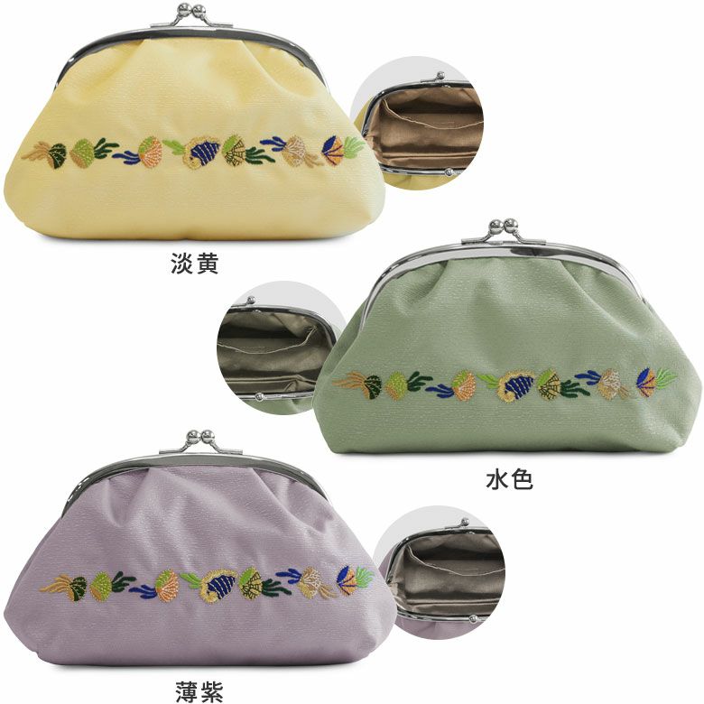 AYANOKOJI 【在庫商品】がま口ラウンドタックポーチ【海松貝文様鬘帯