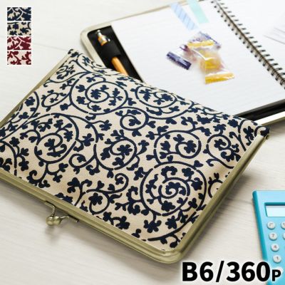 AYANOKOJI 【在庫商品】ブックカバー型がま口多機能ケース B6/360P対応 【帆布・蛸唐草】 [M便 9/10]