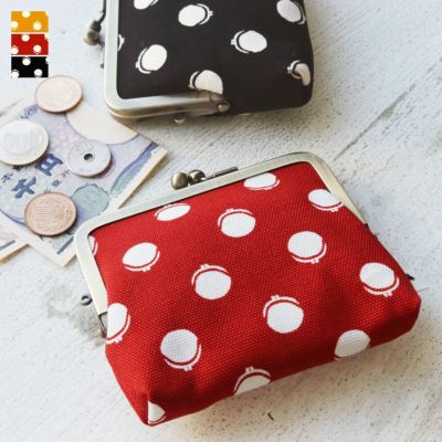 AYANOKOJI 【在庫商品】平親子がま口財布【帆布・がまドット柄 大判】[M便 1/3]