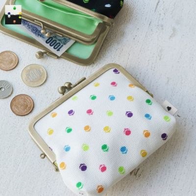AYANOKOJI 【在庫商品】平親子がま口財布【帆布・がまドット柄】[M便 1/3]