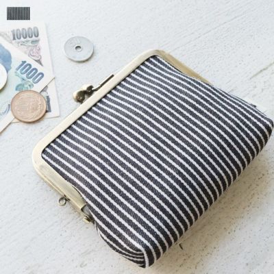 AYANOKOJI 【在庫商品】平親子がま口財布【綿布・ヒッコリー】 [M便 1/3]
