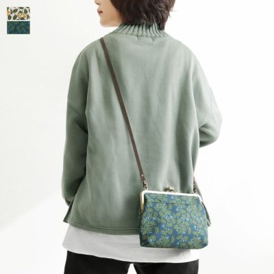 AYANOKOJI 【在庫商品】ポケット付きがま口スクエアポシェット【がまの実】