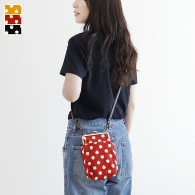 AYANOKOJI 【在庫商品】がま口お散歩ポシェット【帆布・がまドット柄　大判】 [M便 1/2]