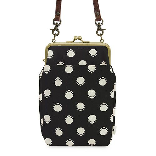 在庫商品】がま口お散歩ポシェット【帆布・がまドット柄 大判