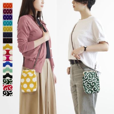 AYANOKOJI 【在庫商品】がま口お散歩ポシェット【帆布・唐草/水玉】 [M便 1/2]