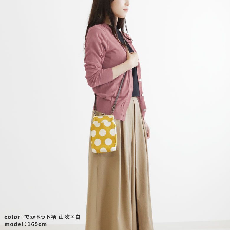 在庫商品】がま口お散歩ポシェット【帆布・水玉】 [M便 1/2