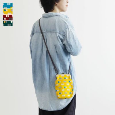 AYANOKOJI 【在庫商品】がま口お散歩ポシェット【帆布・にこだま柄】[M便 1/2]