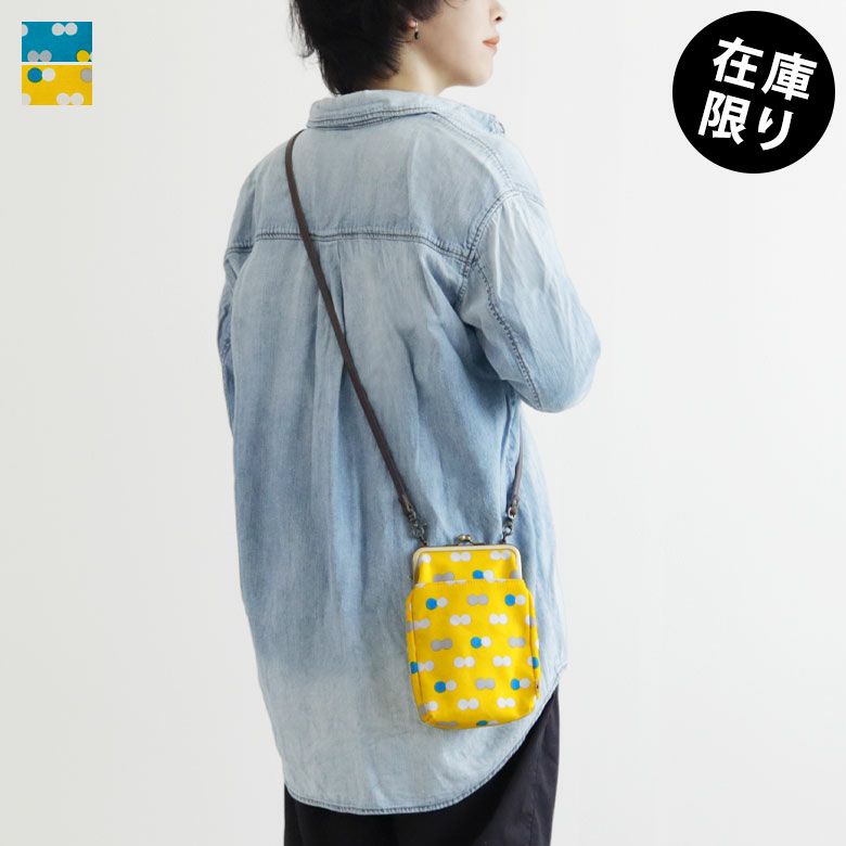 がま口お散歩ポシェット【帆布・にこだま柄】メインイメージ