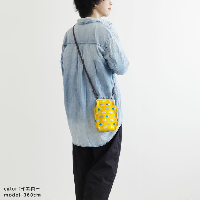 受注生産品】がま口お散歩ポシェット【帆布・にこだま柄】[M便 1