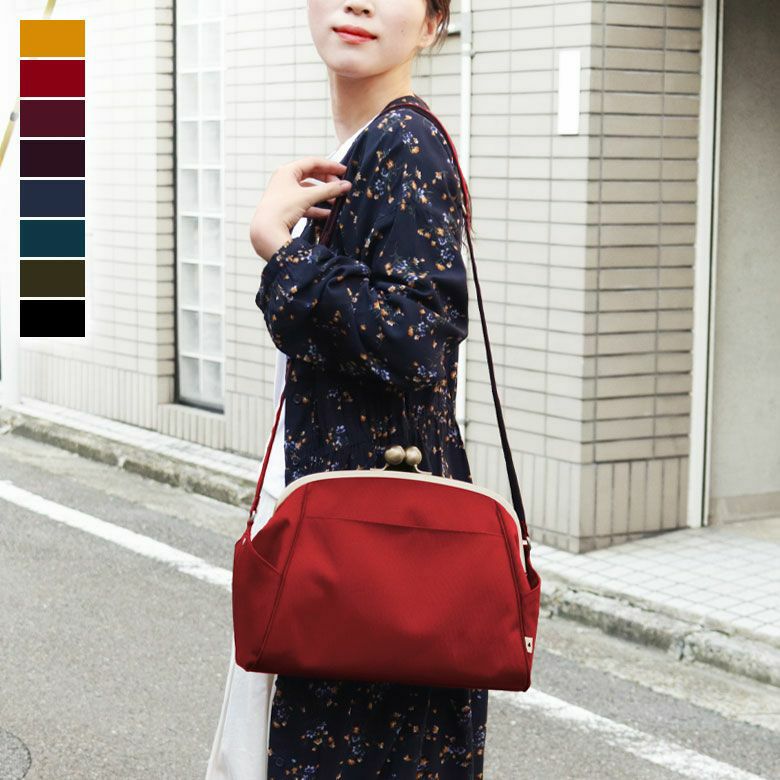 在庫商品】大玉がま口ショルダーバッグ【帆布・無地】 | AYANOKOJI 