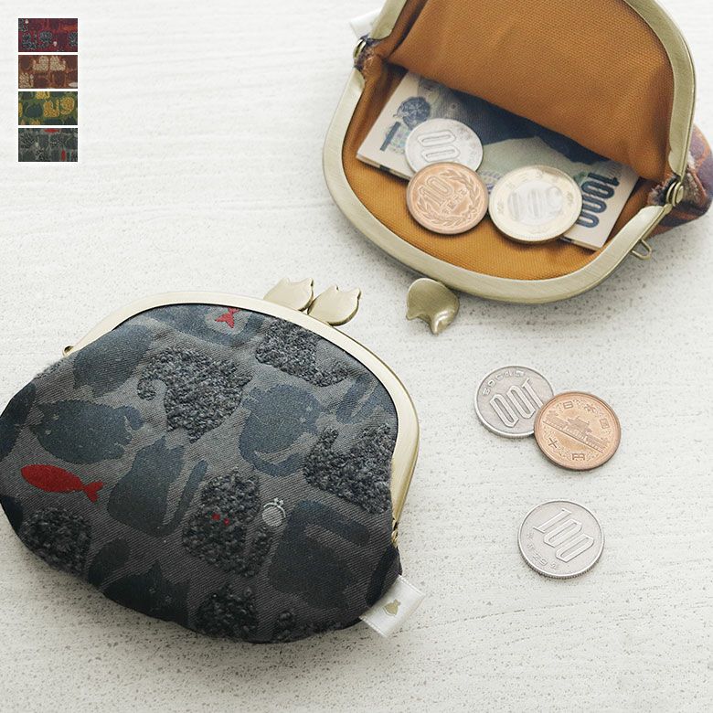 AYANOKOJI　ふわねこジャガード　3.3寸がま口財布　メインイメージ