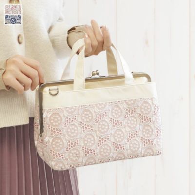 AYANOKOJI 【在庫商品】がま口手提げバッグ【ポリッシュレース】