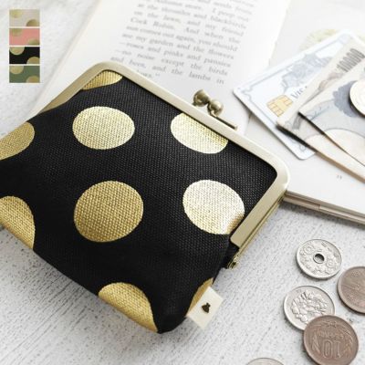 AYANOKOJI 【在庫商品】平親子がま口財布【帆布・HAKUドット】 [M便 1/3]