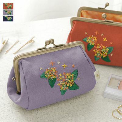 AYANOKOJI 【在庫商品】TAWARA型がま口コスメポーチ（小）【キンモクセイ刺繍】 [M便 1/4]