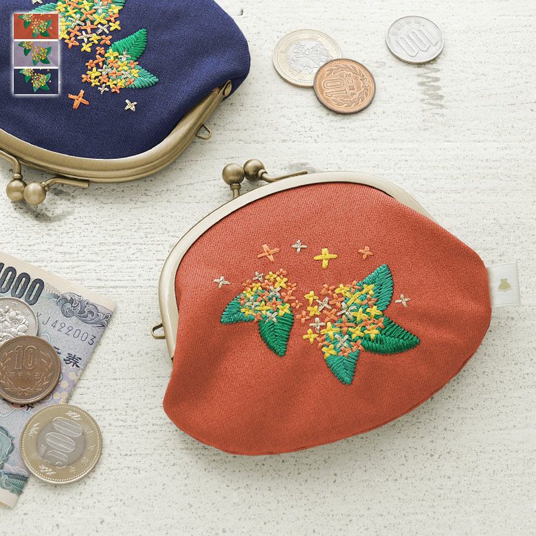 AYANOKOJI　キンモクセイ刺繍　3.3寸がま口財布　メインイメージ