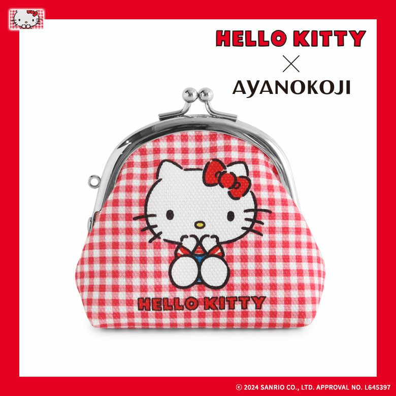 AYANOKOJI　HELLO KITTY(レトロプリント)　くし型おすわりポーチ　メインイメージ