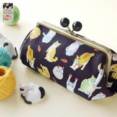 AYANOKOJI 【在庫商品】TAWARA型がま口コスメポーチ（中）【Colorful CAT(カラフルキャット)】 [M便 1/2]