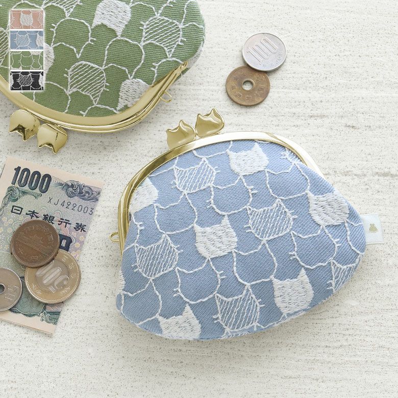 3.3寸がま口財布【ねこ刺繍2】