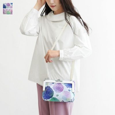 AYANOKOJI 【在庫商品】プラがま口Ｗポシェット【あじさい花手水】